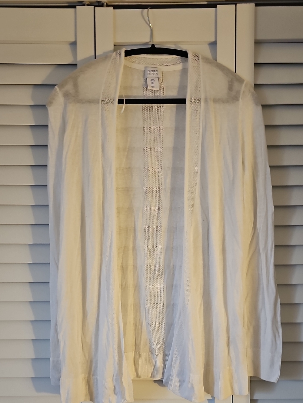 Sigrid Olsen Lightweight Open Front White Cardigan